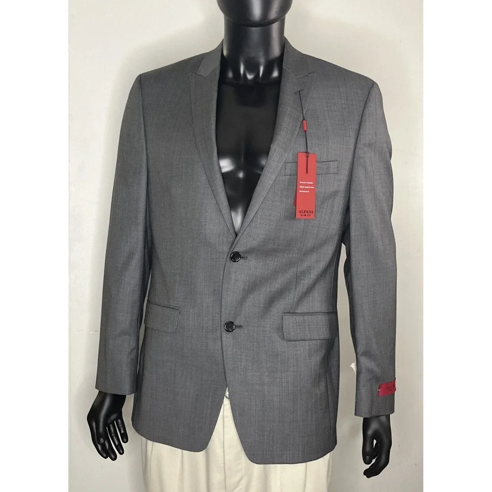 Alfani  Grey Slim Fit NWT  Stretch Suit Jacket  Blazer  40 R MSRP $360